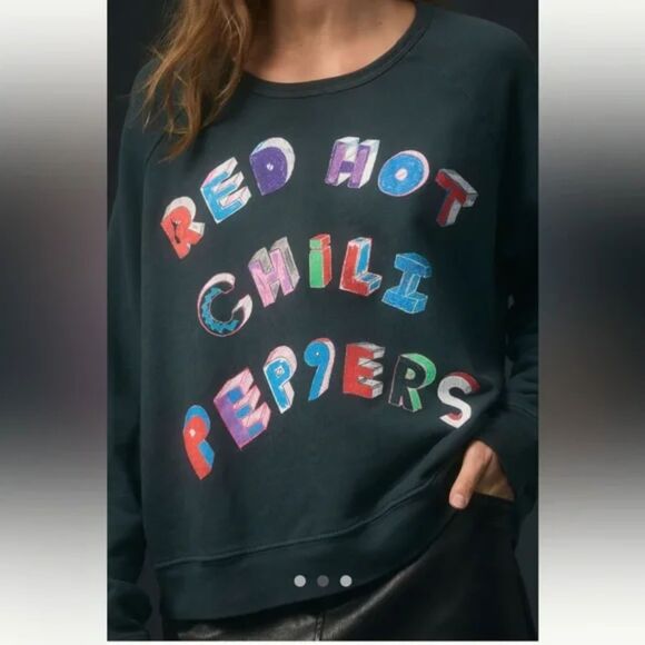 Anthropologie LETLUV Sweatshirt Red Hot Chili Peppers Size Large Gray Maximalist - Picture 1 of 7